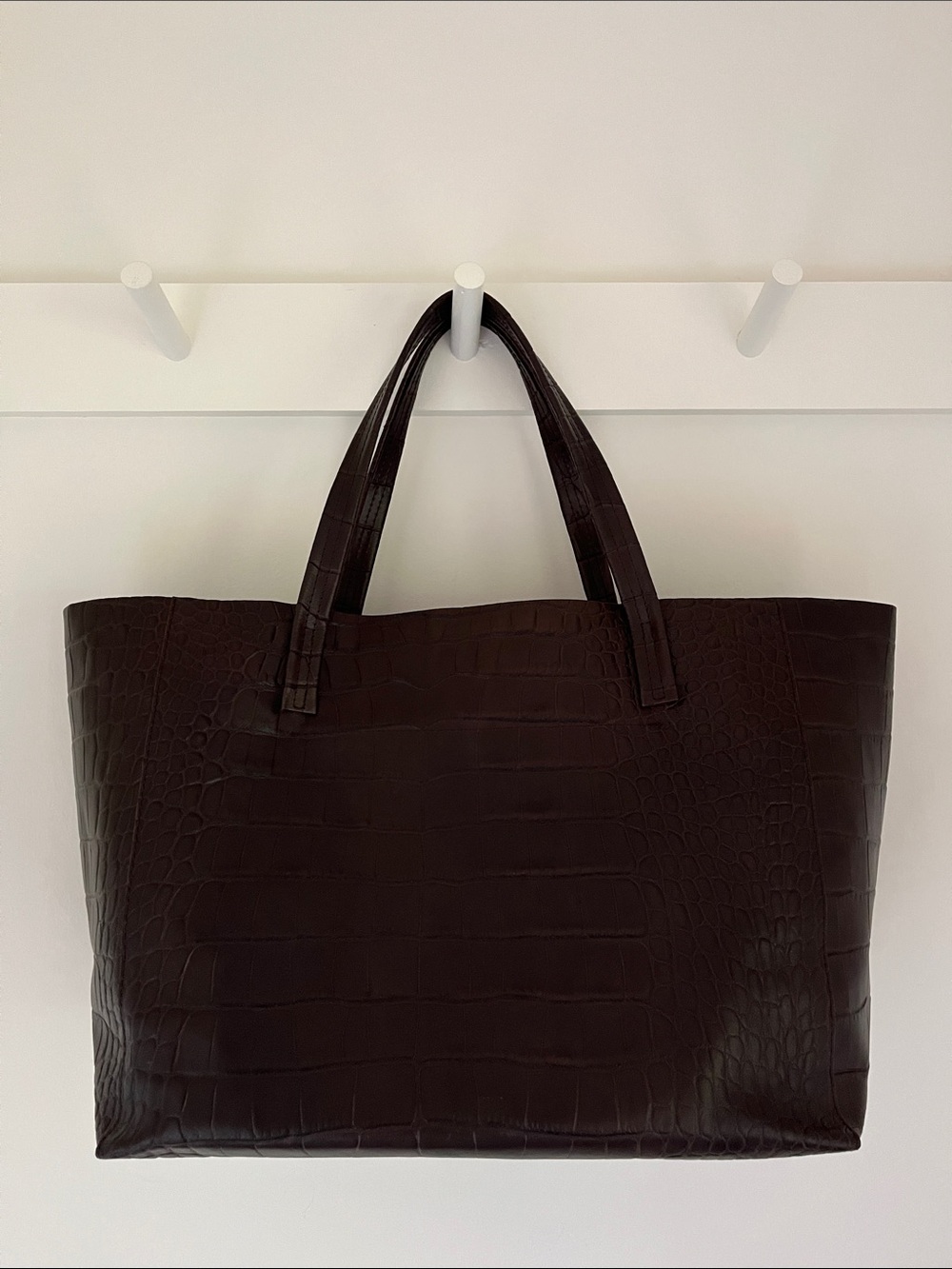 Kurt Geiger Chocolate Brown Croc-Embossed Leather Violet Tote - Picture 6 of 6